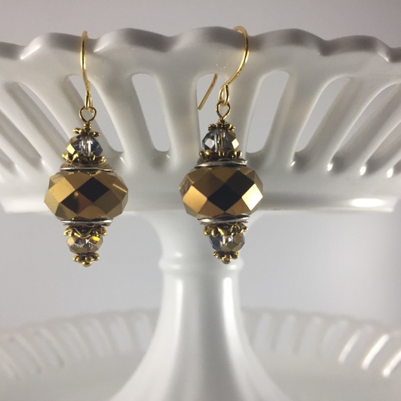 Hand Crafted Jewelry - Handmade Earrings Gold Glass Plated New